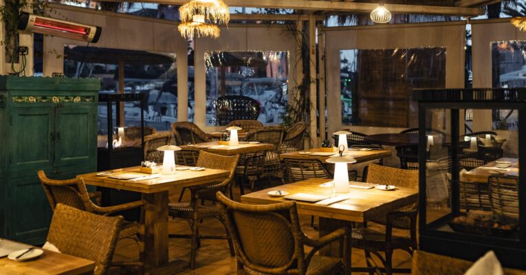 Tables in the restaurant