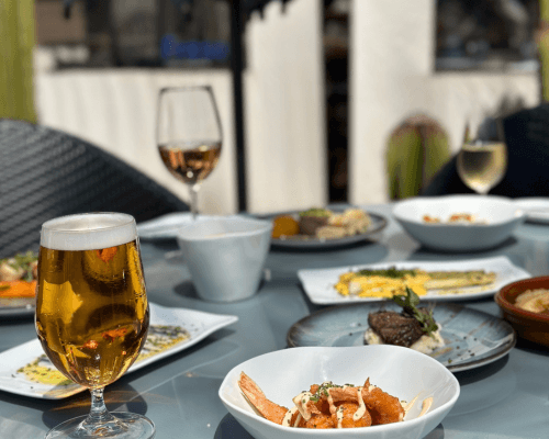 Table of food and drinks